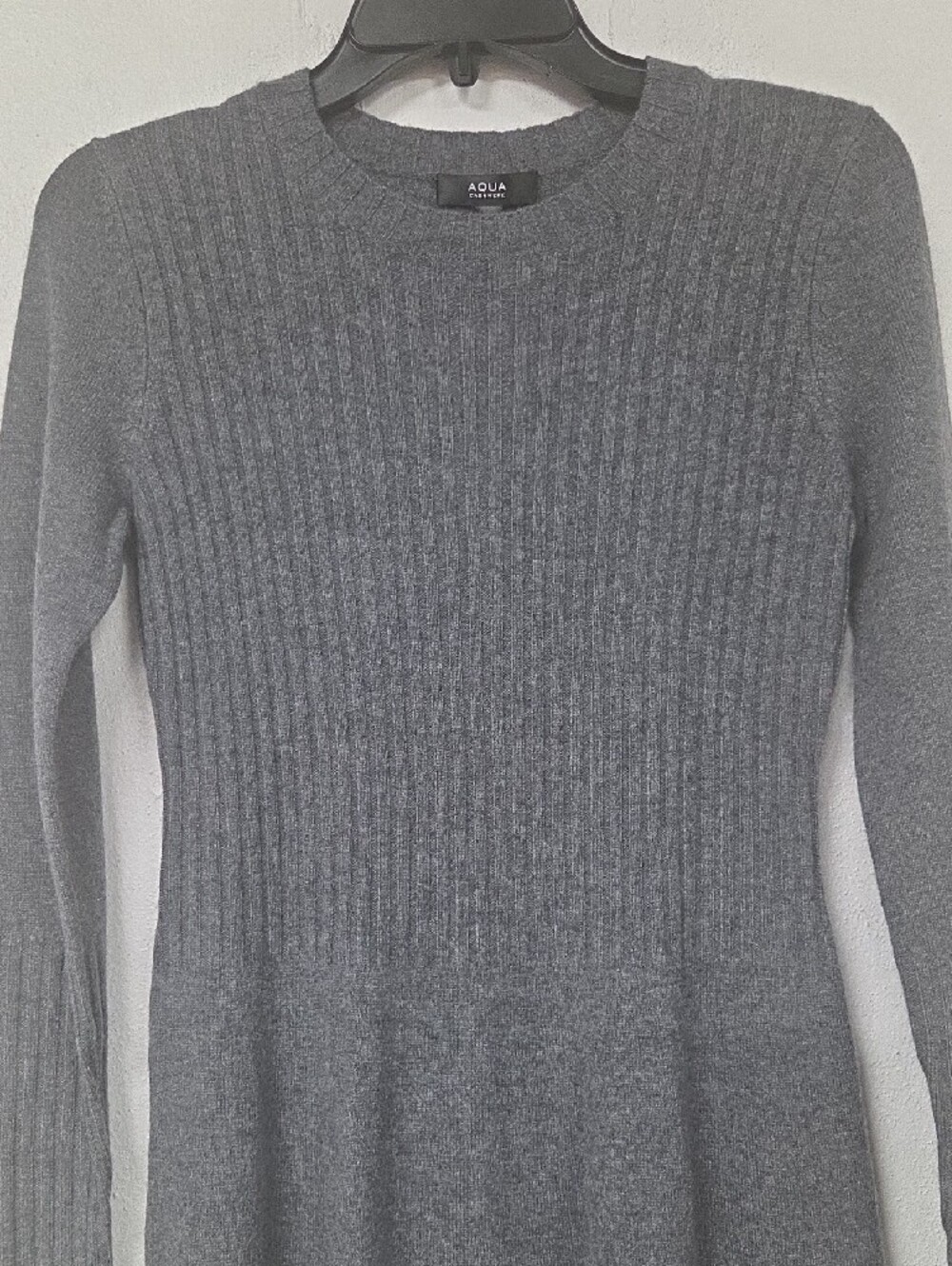 Aqua Charcoal Ribbed Long-Sleeve Knit Dress - Picture 5 of 8